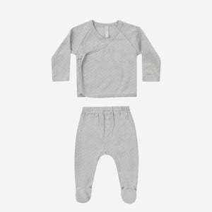 Wrap Top + Footed Pant Set Cloud | Quincy Mae