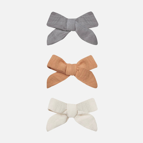 Bow w/ Clip Set of 3 Lagoon, Melon, Ivory | Quincy Mae
