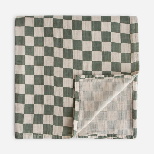 Organic Sage Check Swaddle
