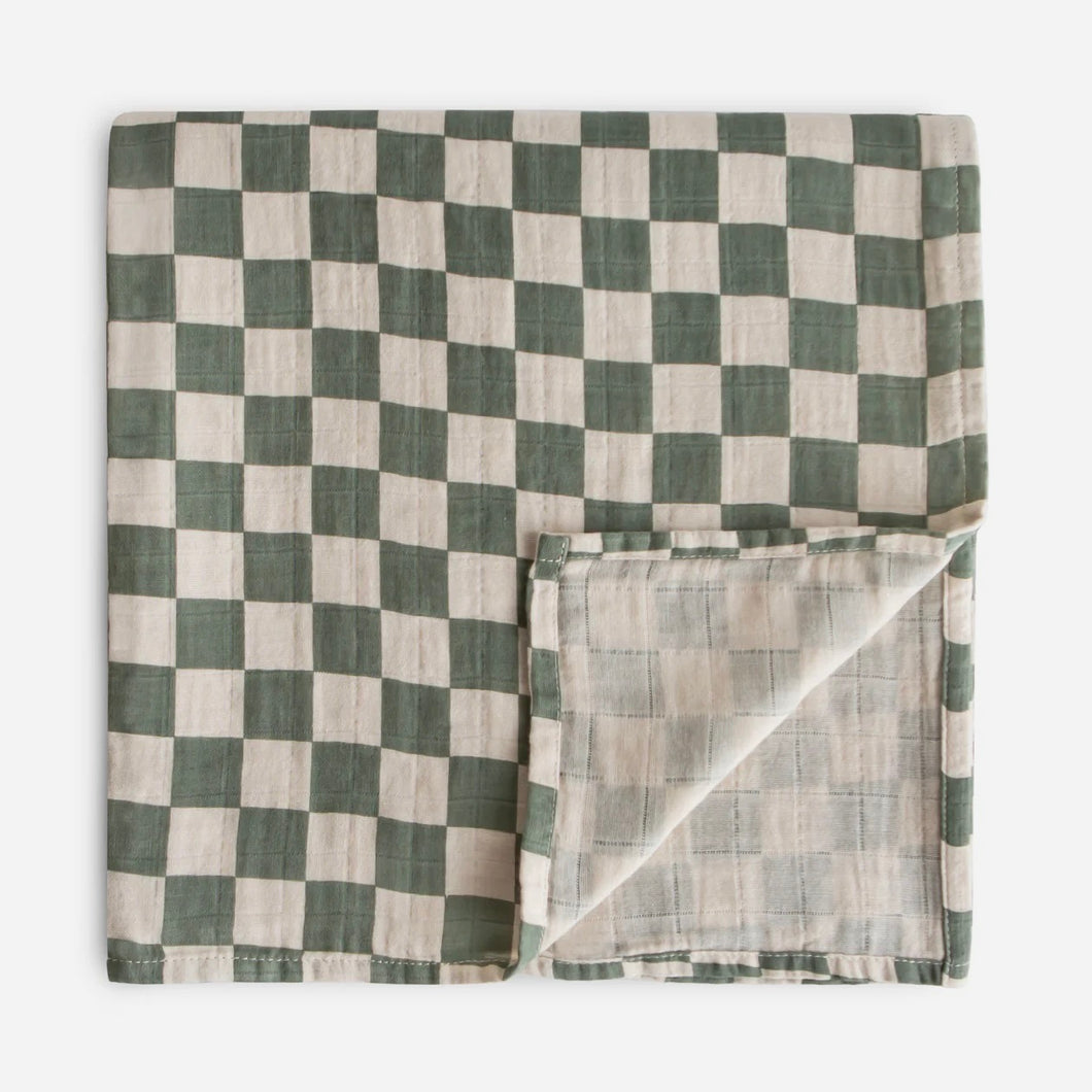 Organic Sage Check Swaddle