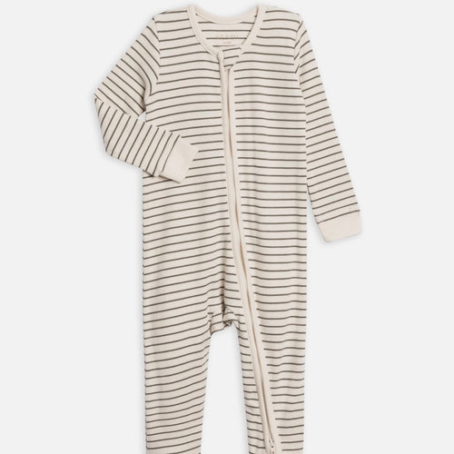 Kit Ribbed Sleeper Olive Stripe | Colored Organics
