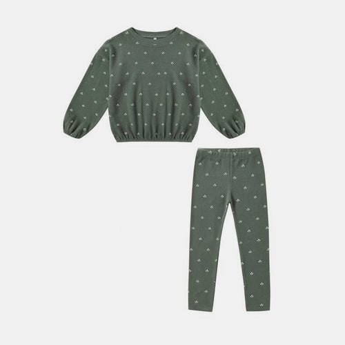 Spongey Knit Set Evergreen Ditsy | Rylee + Cru