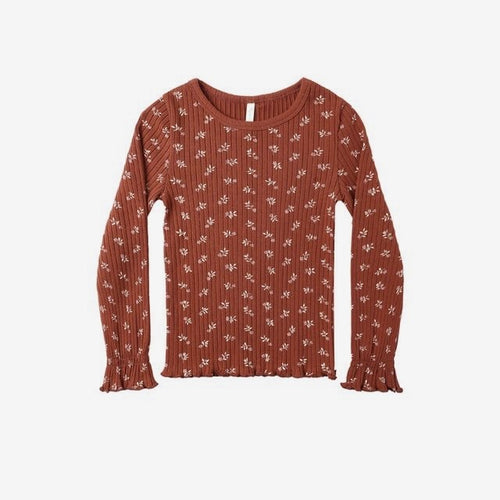 Ribbed Long Sleeve Top Ruby Ditsy | Rylee + Cru