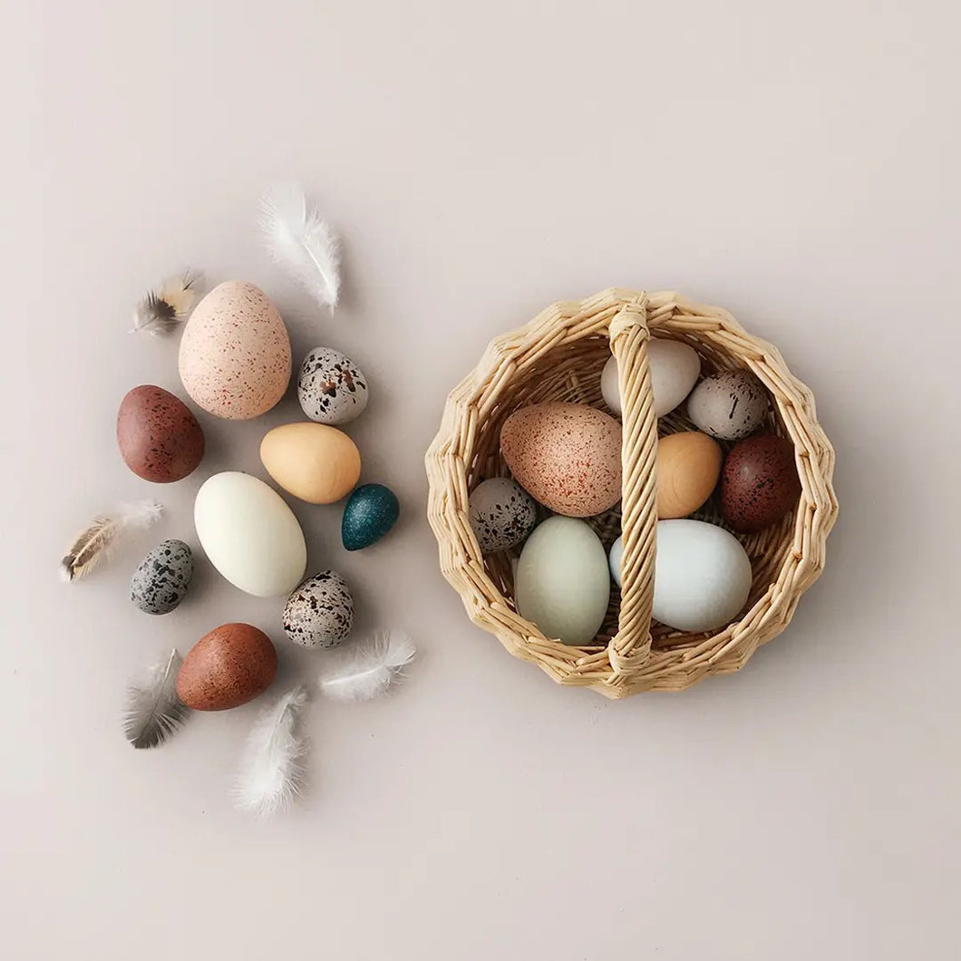 A Dozen Bird Eggs in Basket