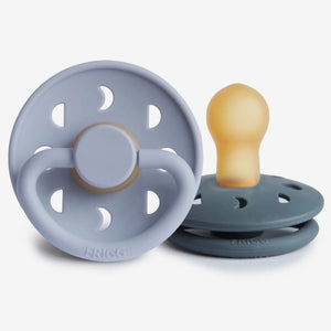 FRIGG Moon Natural Rubber Pacifier 2 Pack Powdered Blue/Slate