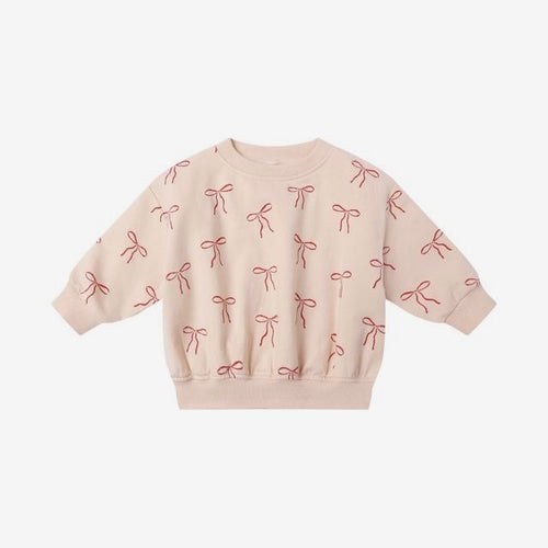 Relaxed Fleece Sweatshirt Red Bows | Quincy Mae