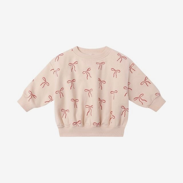 Relaxed Fleece Sweatshirt Red Bows | Quincy Mae