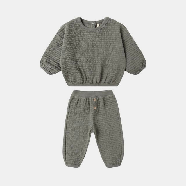 Textured Sweat Set Forest | Quincy Mae