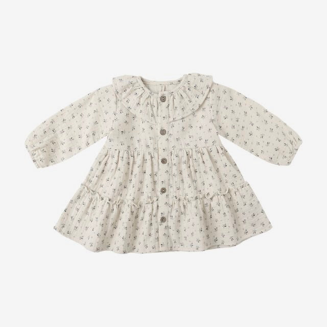 Ruffle Collar Button Dress Bluebell | Quincy Mae