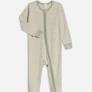 Organic Peyton Footed Sleeper Mint Stripe | Colored Organics
