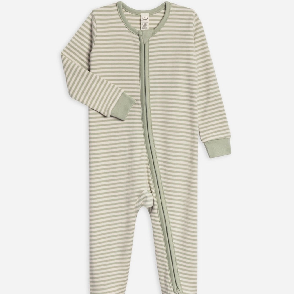 Organic Peyton Footed Sleeper Mint Stripe | Colored Organics