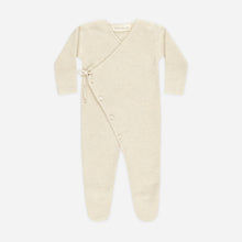Wrap Knit Footie Heather Natural | Quincy Mae