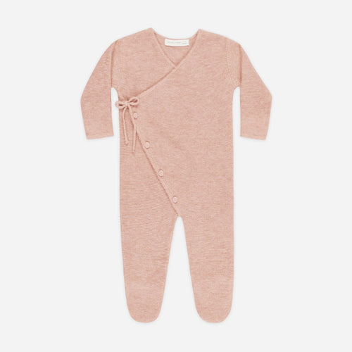 Wrap Knit Footie Heathered Rose | Quincy Mae