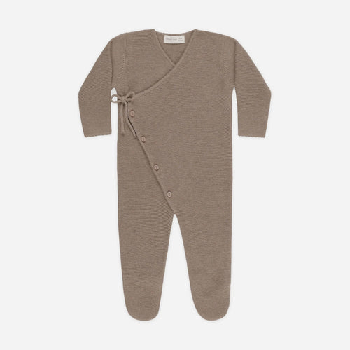 Wrap Knit Footie Mocha | Quincy Mae