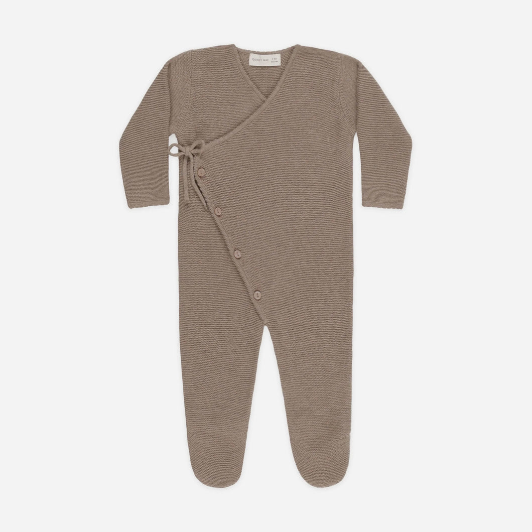 Wrap Knit Footie Mocha | Quincy Mae