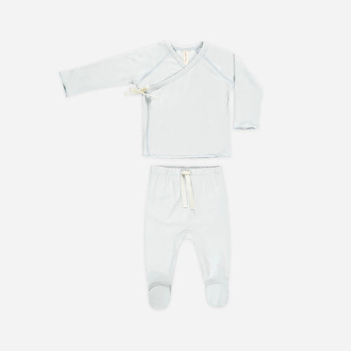 Wrap Top + Footie Pant Set Fog | Quincy Mae