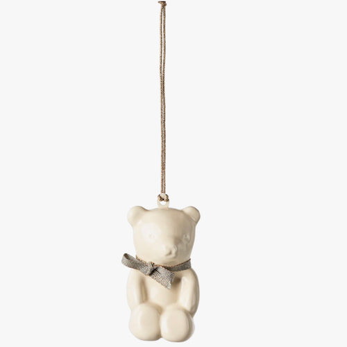 Ornament Metal Teddy Bear Blue/Off White | Maileg