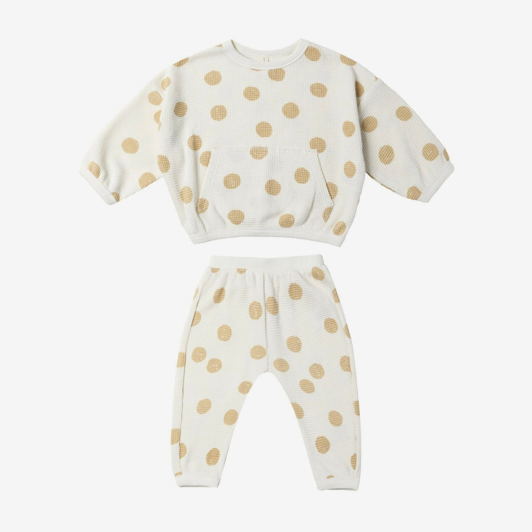 Waffle Sweater + Pant Set Butter Dots | Quincy Mae
