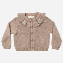 Ruffle Collar Cardigan Heathered Almond | Quincy Mae