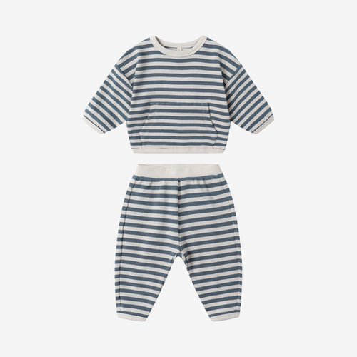 Waffle Slouch Set Ocean Stripe | Quincy Mae