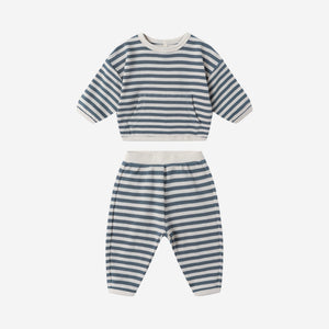 Waffle Slouch Set Ocean Stripe | Quincy Mae