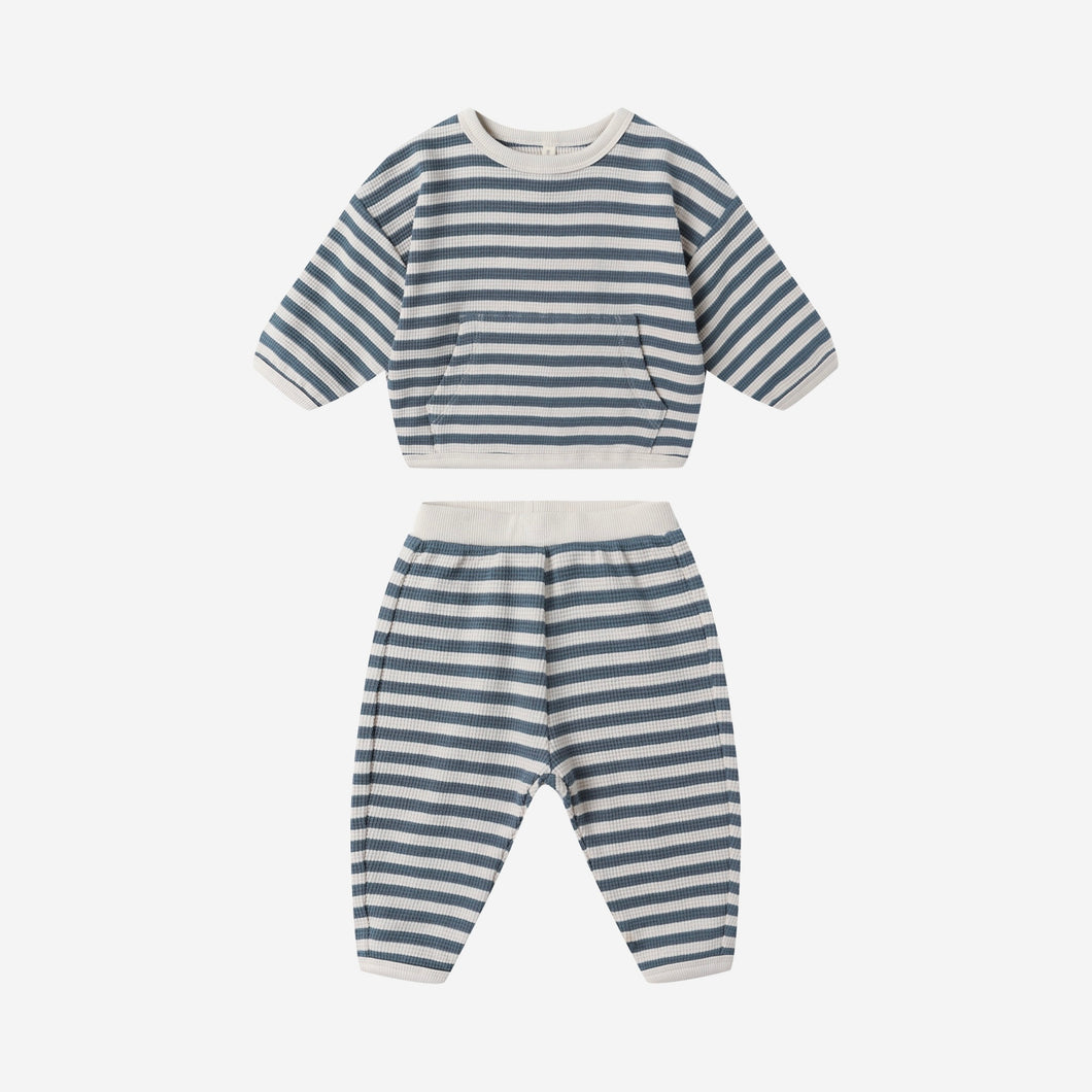 Waffle Slouch Set Ocean Stripe | Quincy Mae