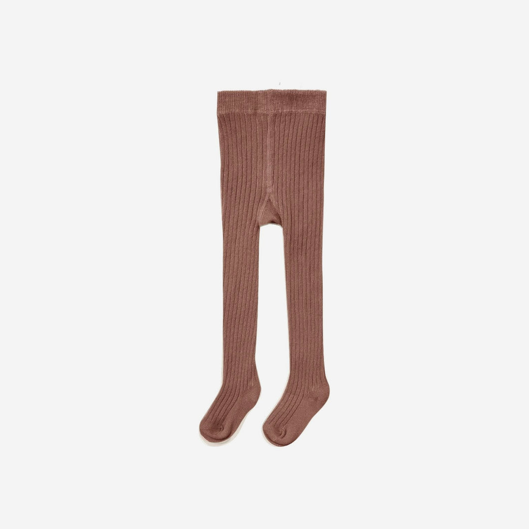 Ribbed Tights Pecan | Quincy Mae